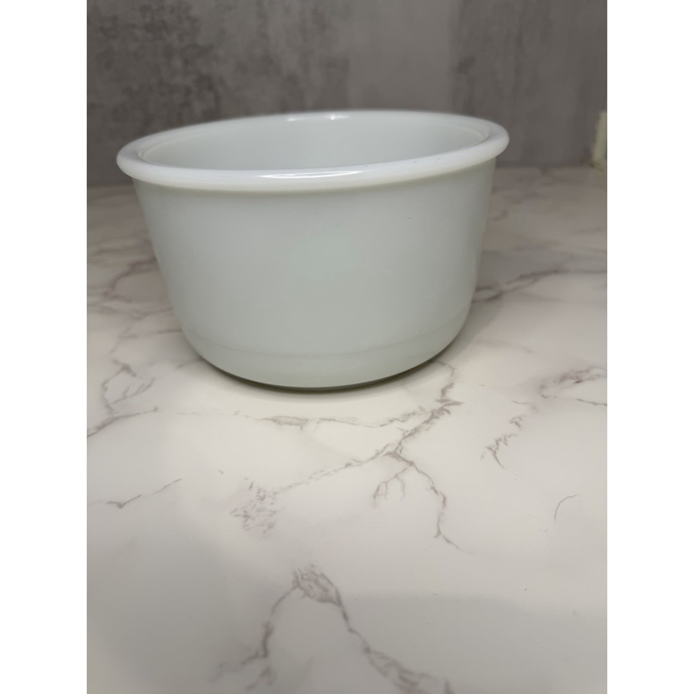 Vintage White Milk Glass Custard Cup Ramekin Individual Baking Dish 5" Unmarked